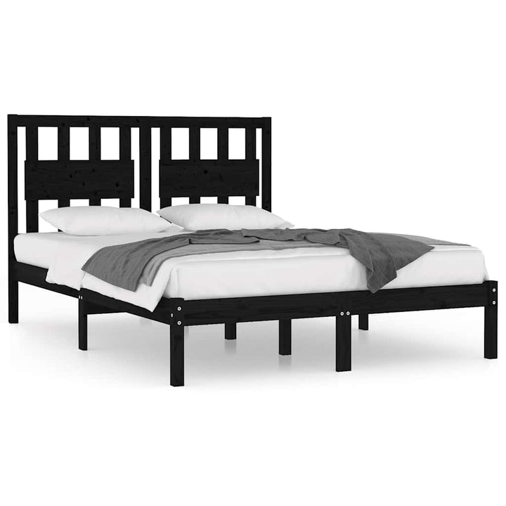 sengeramme 200x200 cm massivt fyrretræ sort