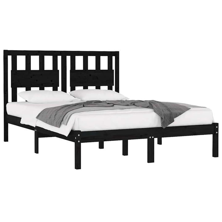 sengeramme 200x200 cm massivt fyrretræ sort