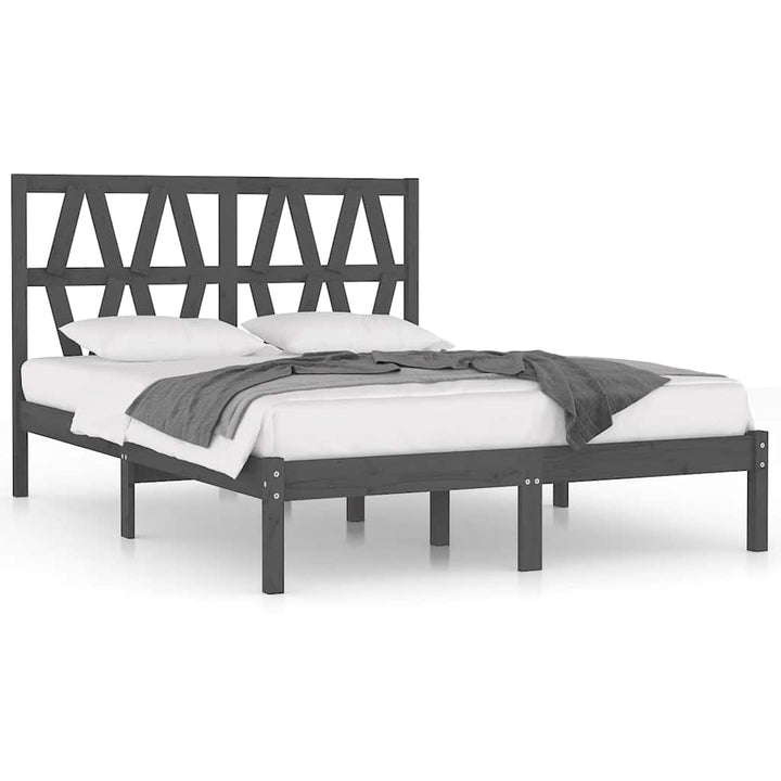 sengeramme 200x200 cm massivt fyrretræ grå