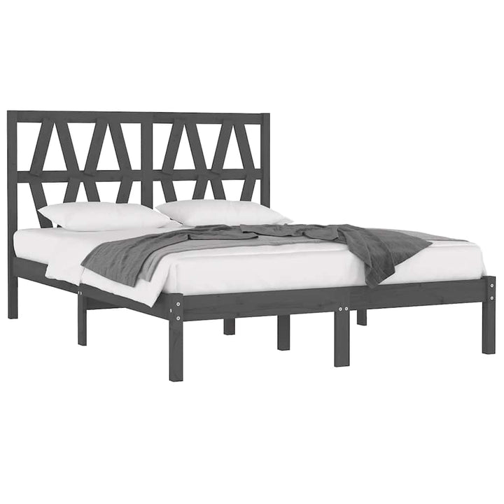 sengeramme 200x200 cm massivt fyrretræ grå