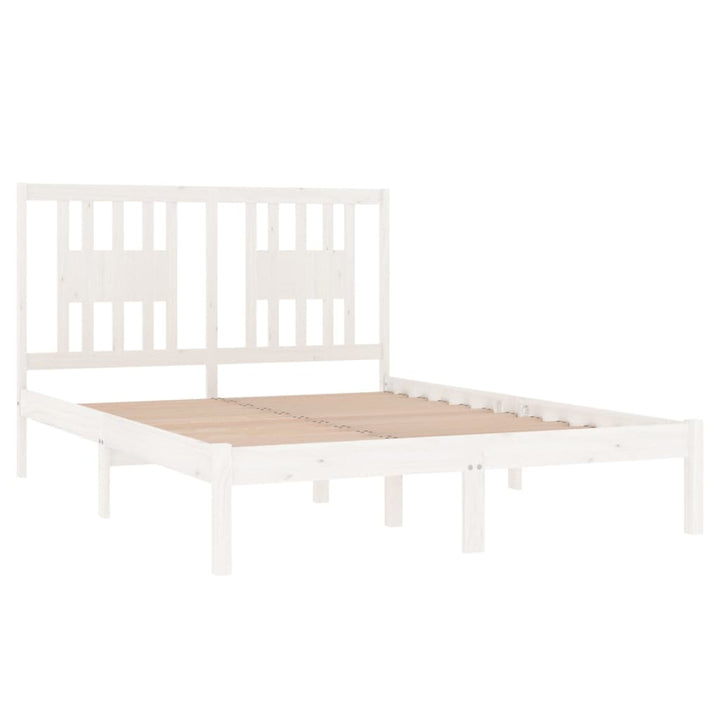 sengeramme 140x190 cm massivt fyrretræ hvid