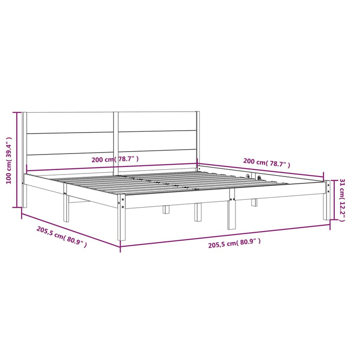 sengeramme uden madras 200x200 cm massivt fyrretræ