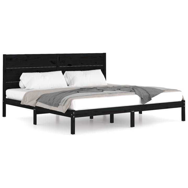 sengeramme 200x200 cm massivt fyrretræ sort