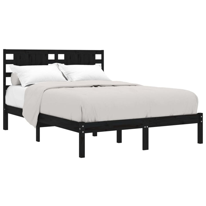 sengeramme 140x190 cm massivt fyrretræ sort
