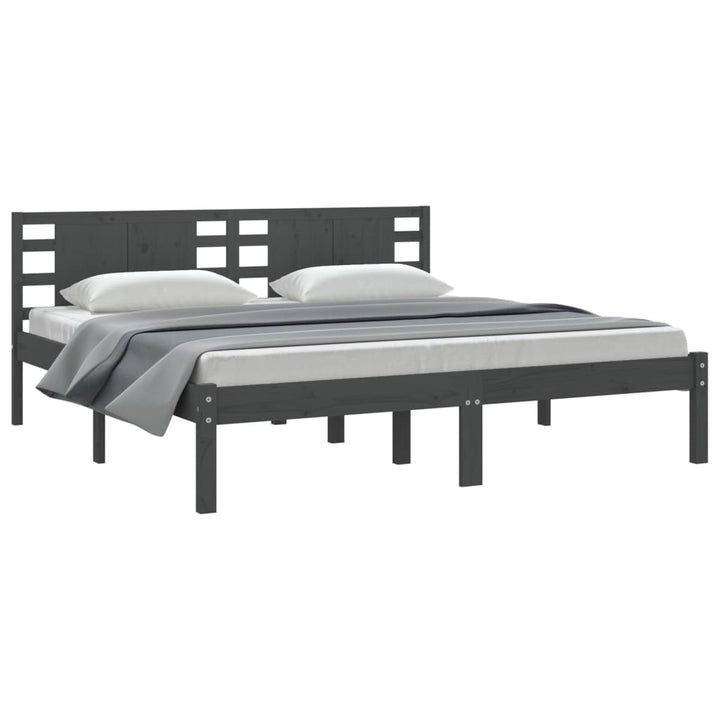 sengeramme 200x200 cm massivt fyrretræ grå