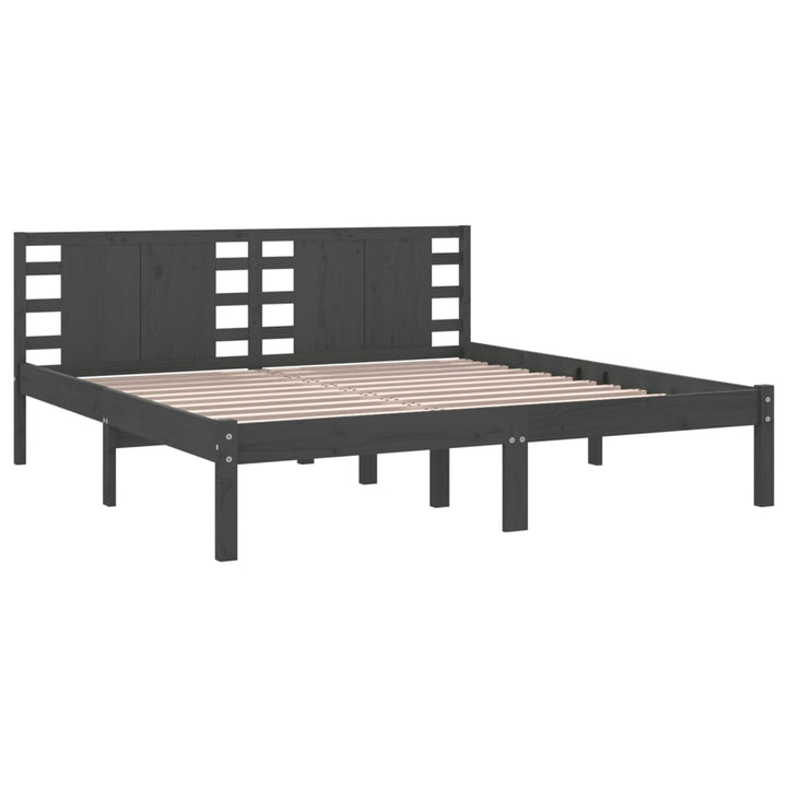sengeramme 200x200 cm massivt fyrretræ grå