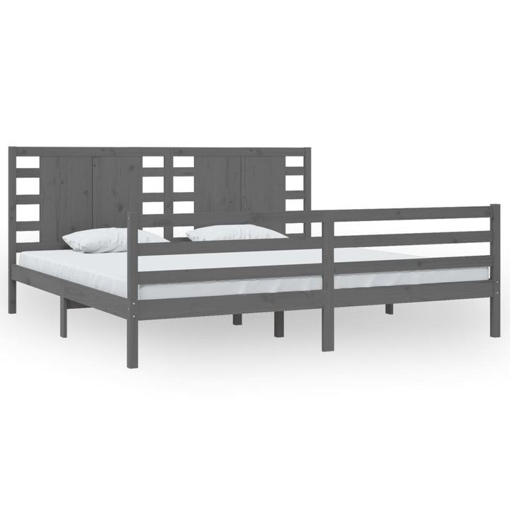sengeramme 200x200 cm massivt fyrretræ grå