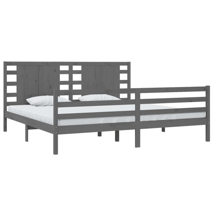 sengeramme 200x200 cm massivt fyrretræ grå