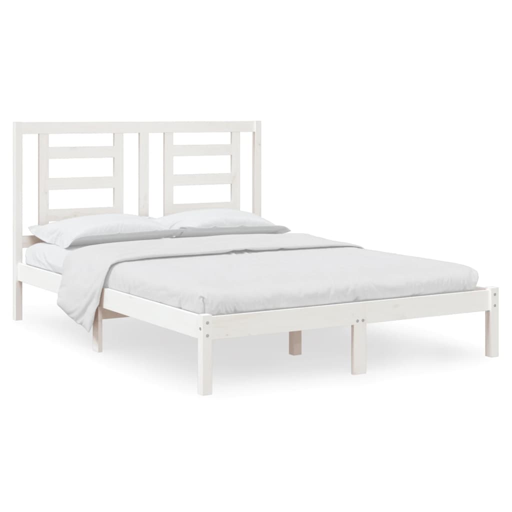 sengeramme uden madras 140x190 cm massivt fyrretræ hvid