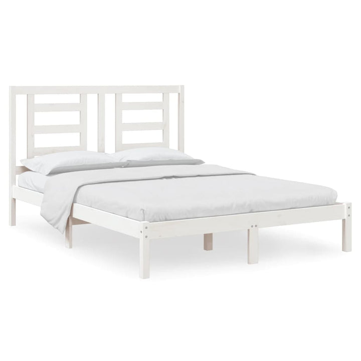 sengeramme uden madras 140x190 cm massivt fyrretræ hvid
