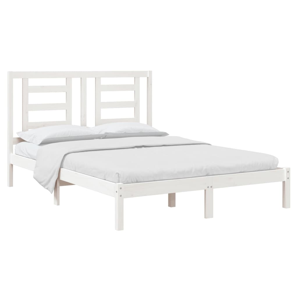 sengeramme uden madras 140x190 cm massivt fyrretræ hvid