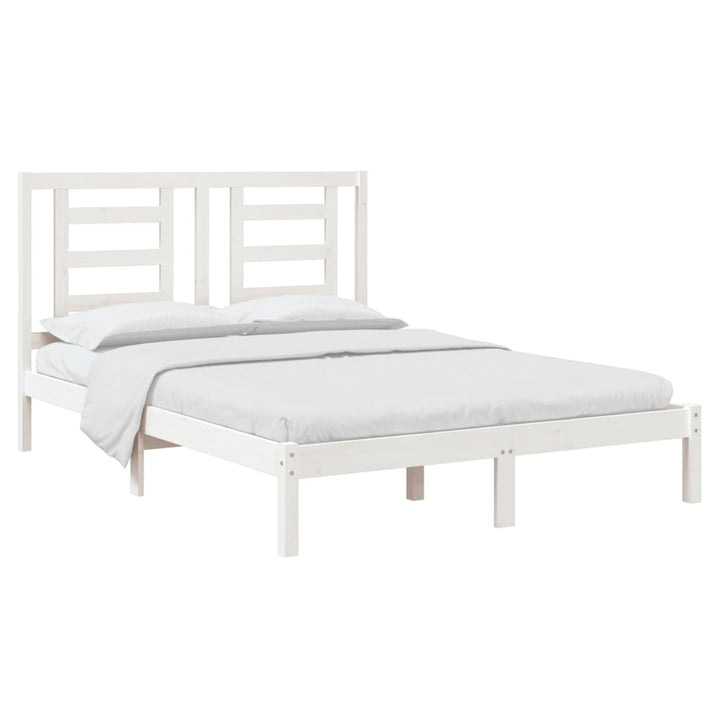 sengeramme uden madras 140x190 cm massivt fyrretræ hvid