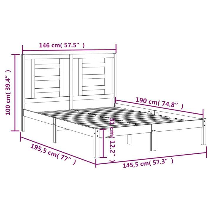 sengeramme uden madras 140x190 cm massivt fyrretræ hvid