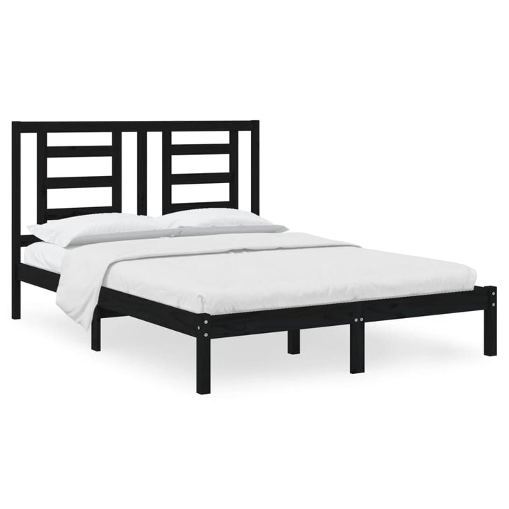 sengeramme 140x190 cm massivt fyrretræ sort