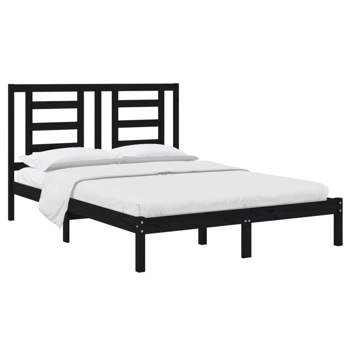 sengeramme 140x190 cm massivt fyrretræ sort