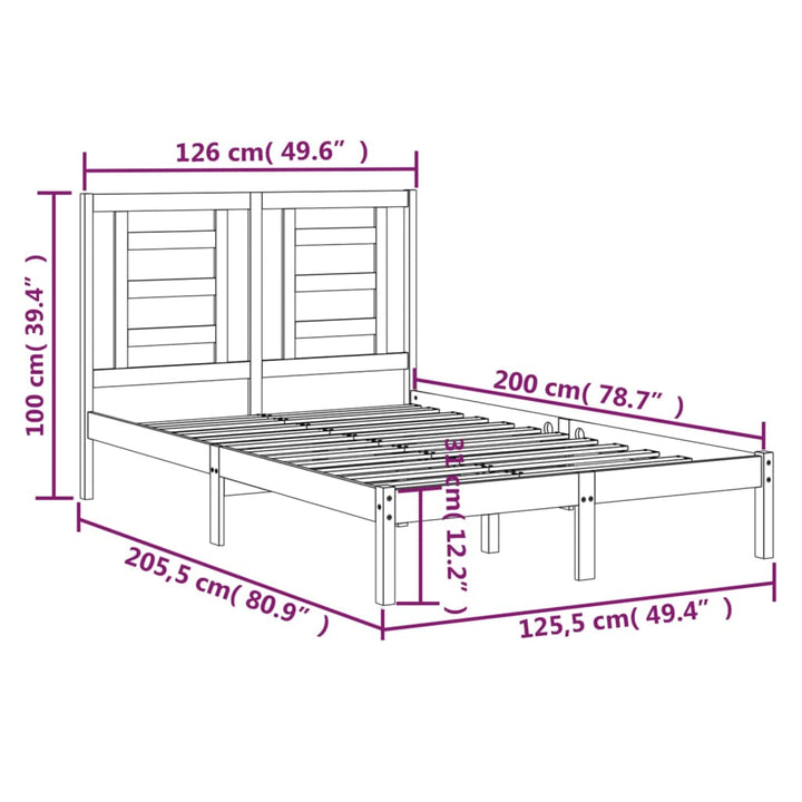sengeramme uden madras 120x200 cm massivt fyrretræ