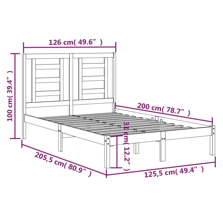 sengeramme uden madras 120x200 cm massivt fyrretræ hvid