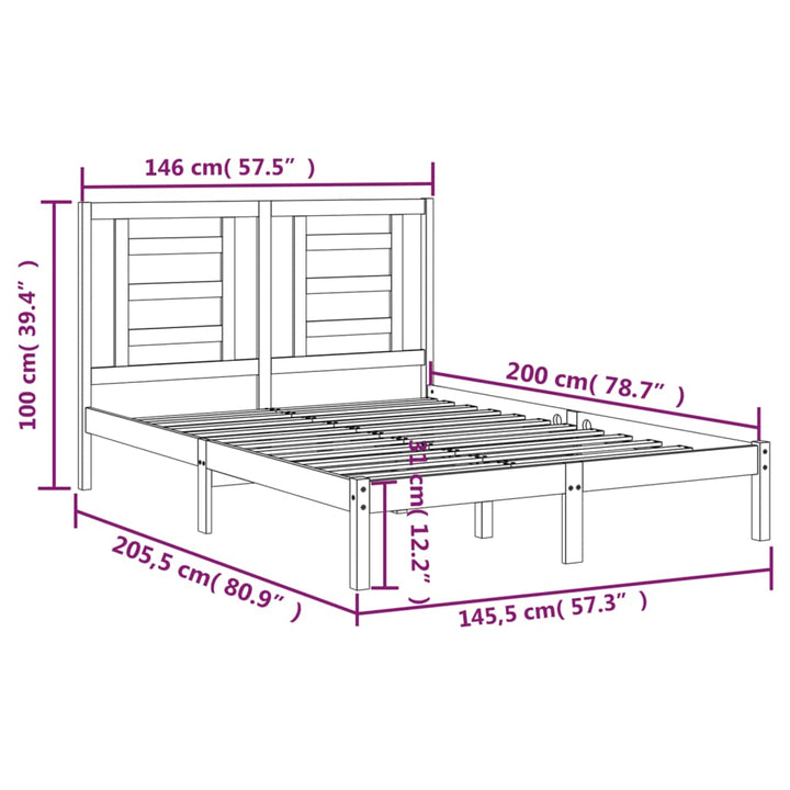 sengeramme uden madras 140x200 cm massivt fyrretræ