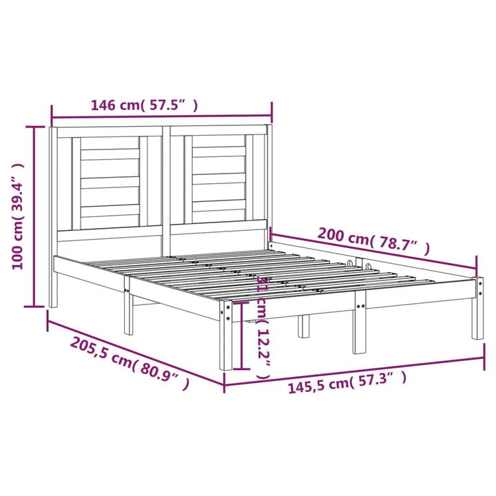 sengeramme uden madras 140x200 cm massivt fyrretræ hvid