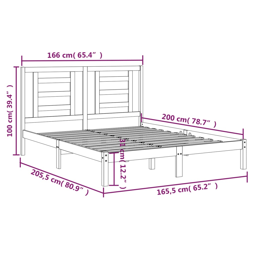 sengeramme uden madras 160x200 cm massivt fyrretræ