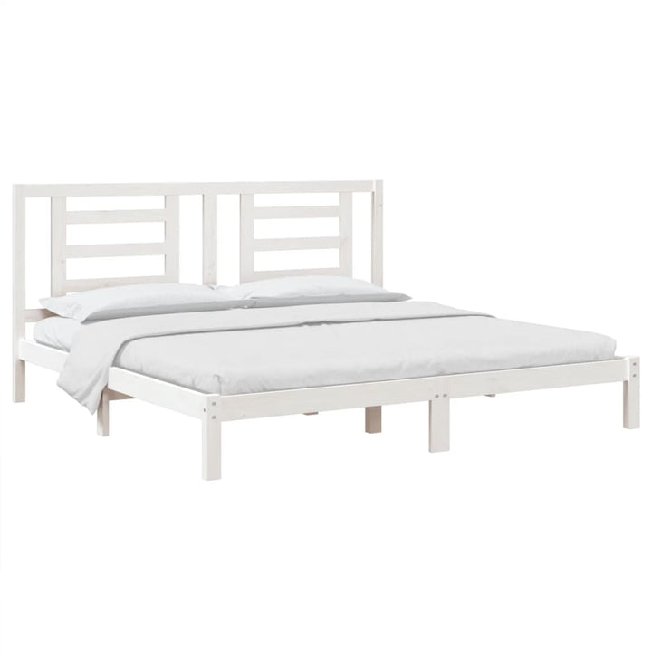 sengeramme uden madras 200x200 cm massivt fyrretræ hvid