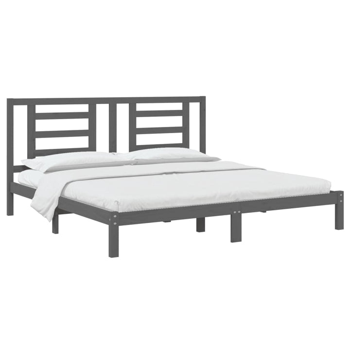 sengeramme 200x200 cm massivt fyrretræ grå