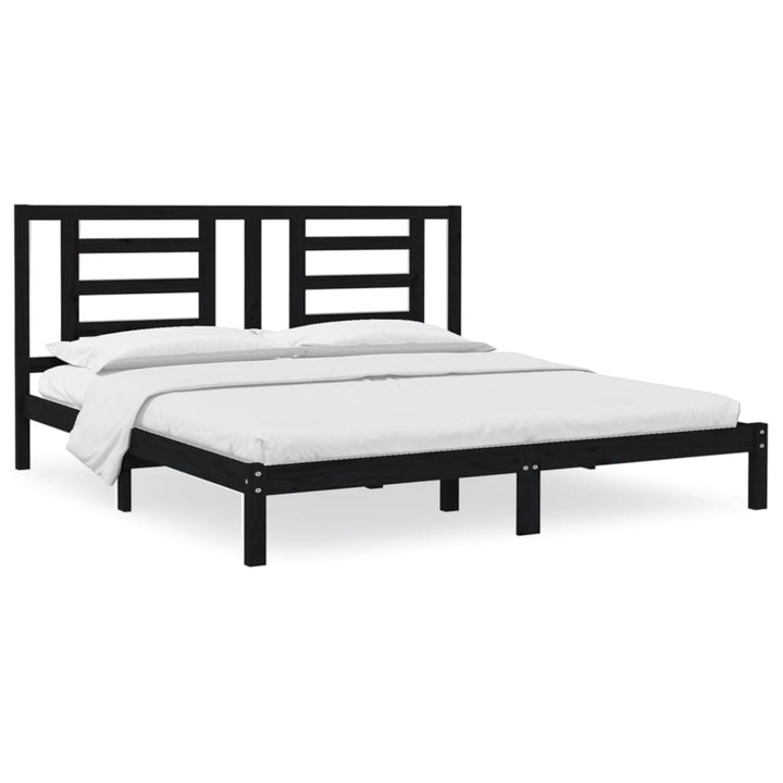 sengeramme 200x200 cm massivt fyrretræ sort