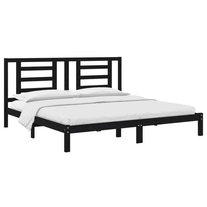 sengeramme 200x200 cm massivt fyrretræ sort