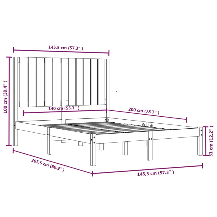 sengeramme uden madras 140x200 cm massivt fyrretræ hvid