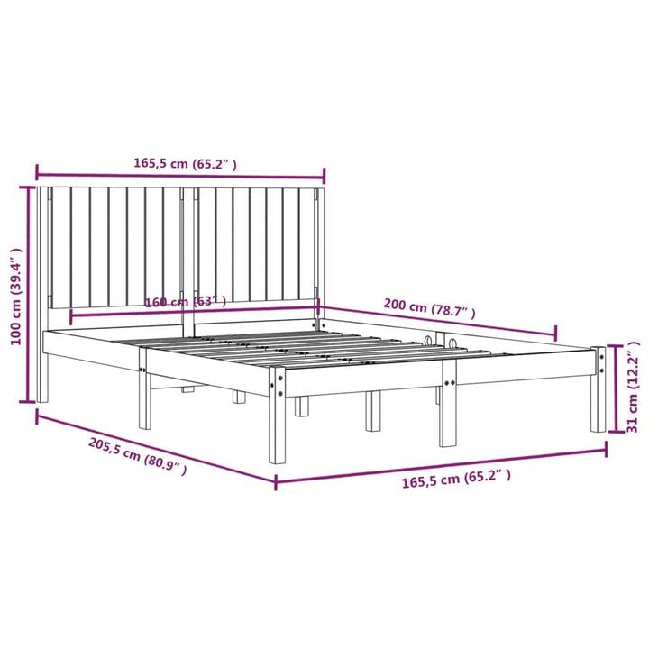 sengeramme uden madras 160x200 cm massivt fyrretræ