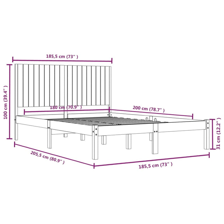 sengeramme 180x200 cm massivt fyrretræ
