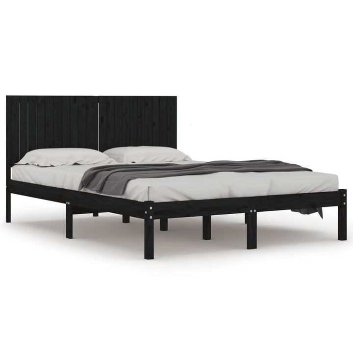 sengeramme 200x200 cm massivt fyrretræ sort