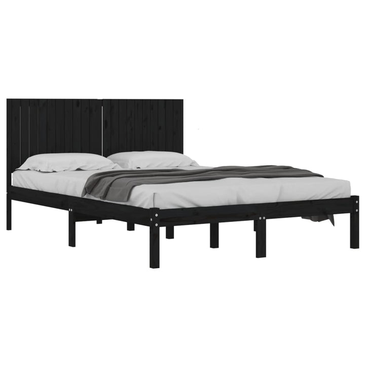 sengeramme 200x200 cm massivt fyrretræ sort