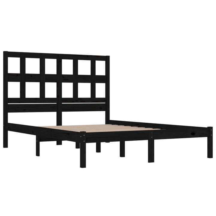 sengeramme 140x190 cm massivt fyrretræ sort