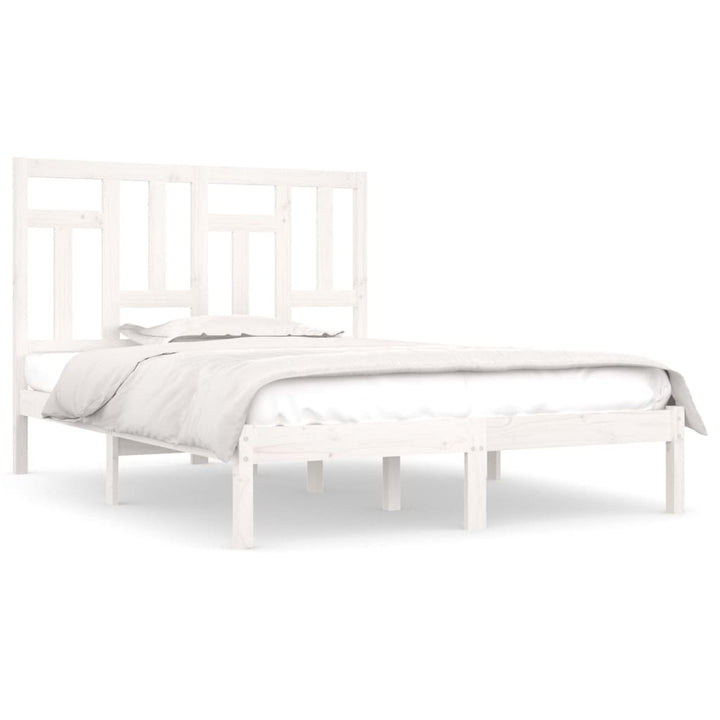 sengeramme uden madras 140x190 cm massivt fyrretræ hvid