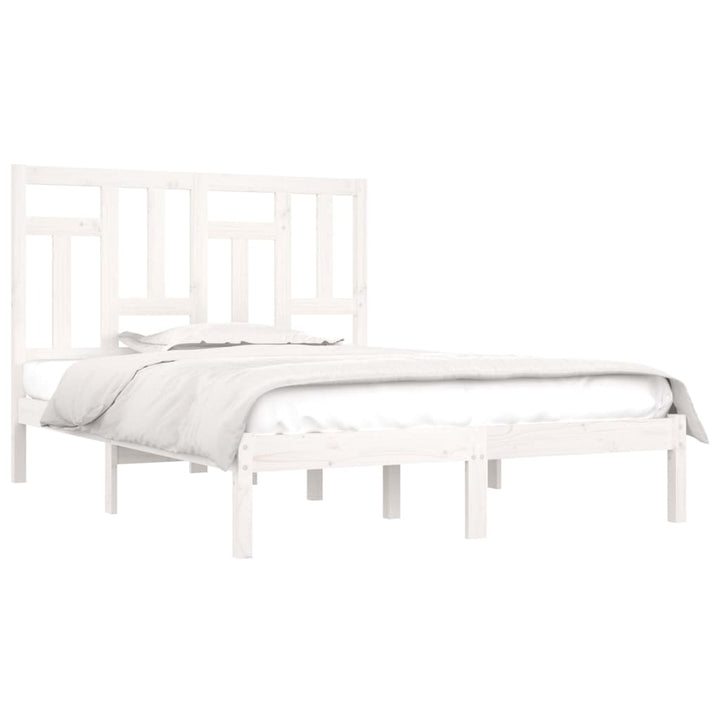 sengeramme uden madras 140x190 cm massivt fyrretræ hvid