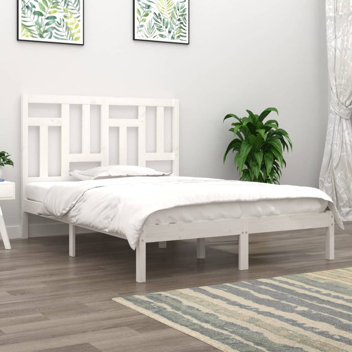sengeramme uden madras 140x190 cm massivt fyrretræ hvid