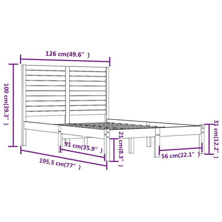 sengeramme 120x190 cm Small Double massivt træ hvid