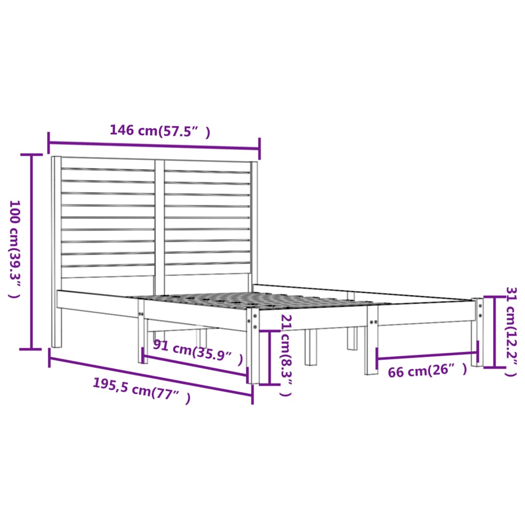 sengeramme 140x190 cm massivt træ