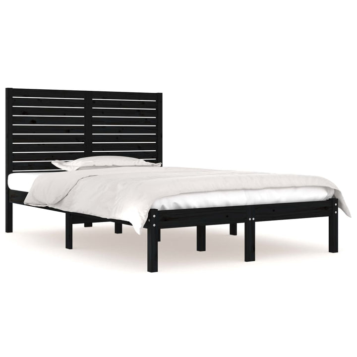 sengeramme 140x190 cm massivt træ sort