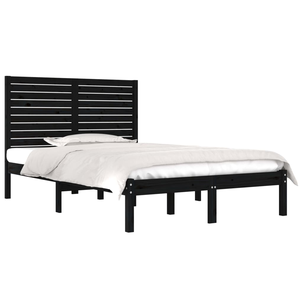 sengeramme 140x190 cm massivt træ sort