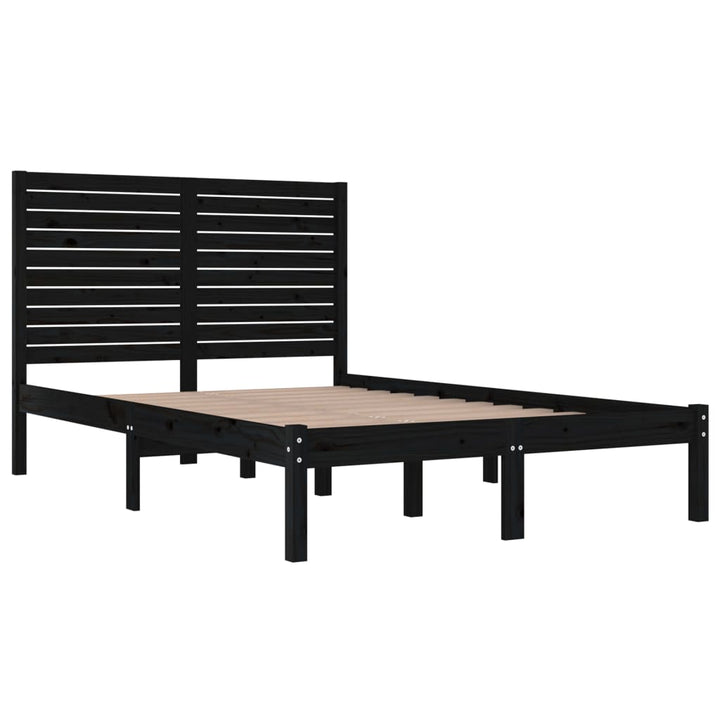 sengeramme 140x190 cm massivt træ sort
