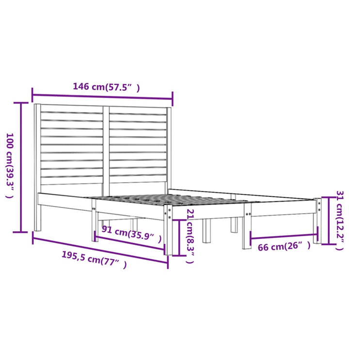 sengeramme 140x190 cm massivt træ sort