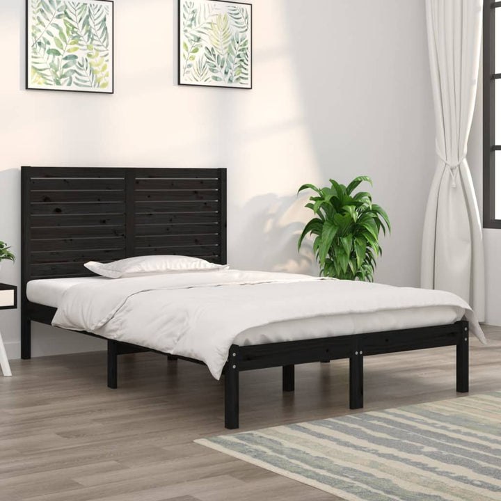 sengeramme 140x190 cm massivt træ sort