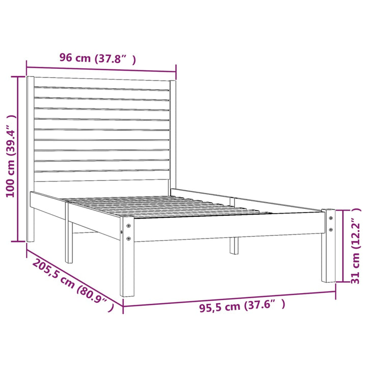 sengeramme 90x200 cm massivt træ