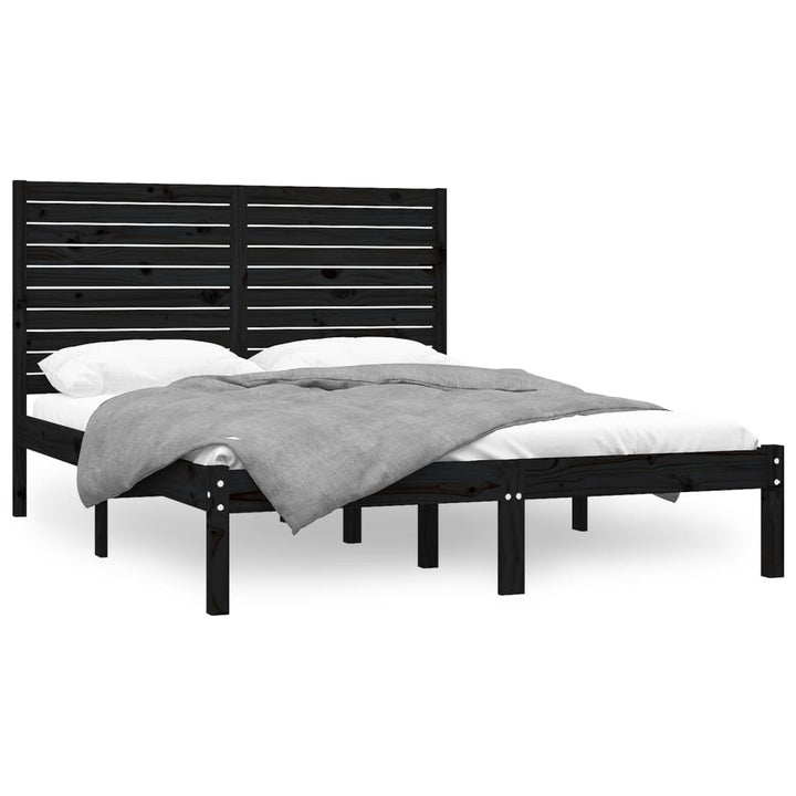 sengeramme 150x200 cm King Size massivt træ sort