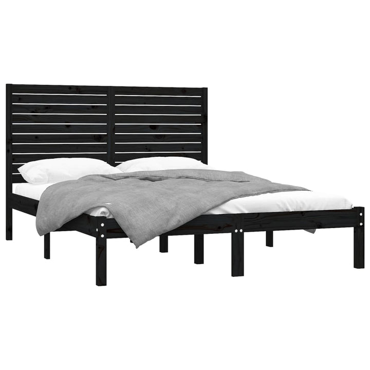 sengeramme 150x200 cm King Size massivt træ sort