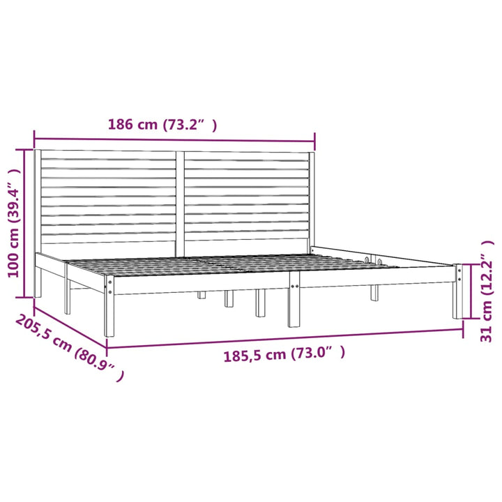 sengestel 180x200 cm Super King massivt fyrretræ hvid