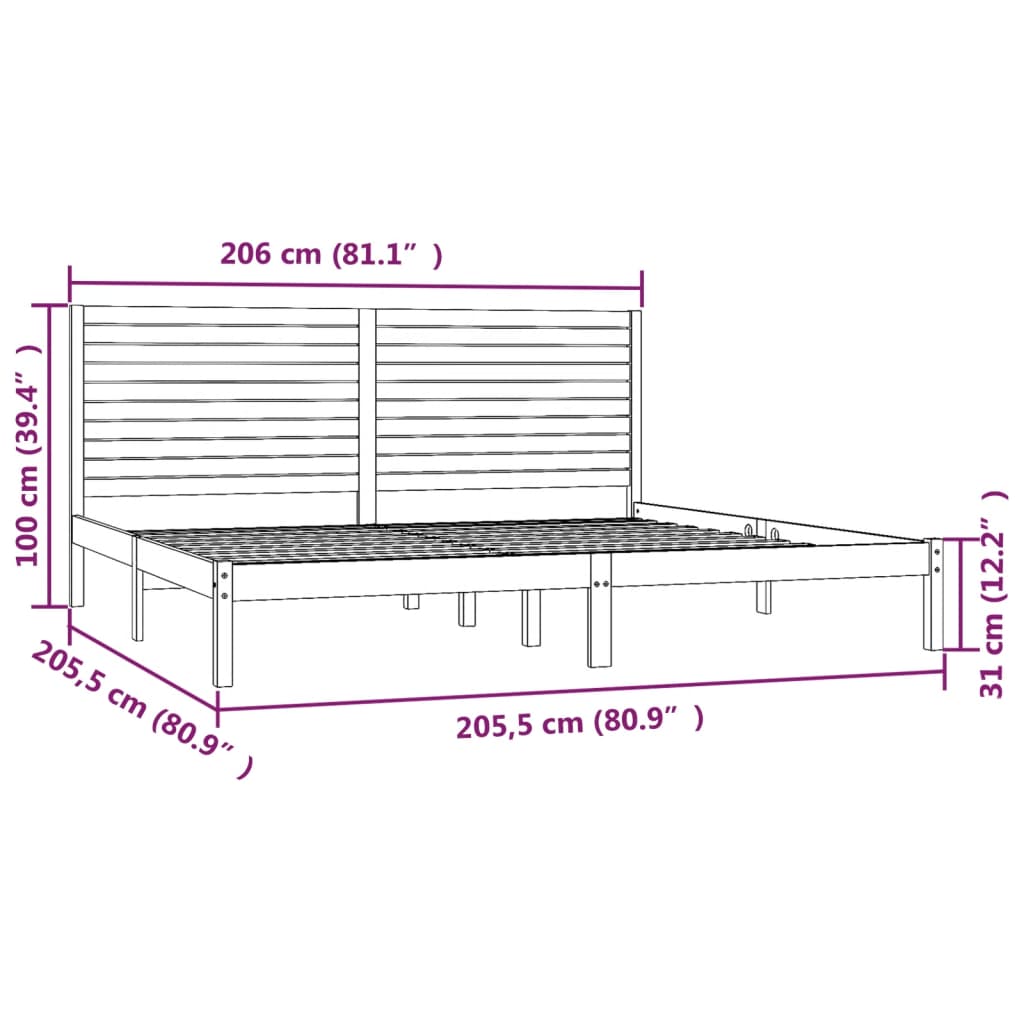 sengeramme 200x200 cm massivt træ hvid