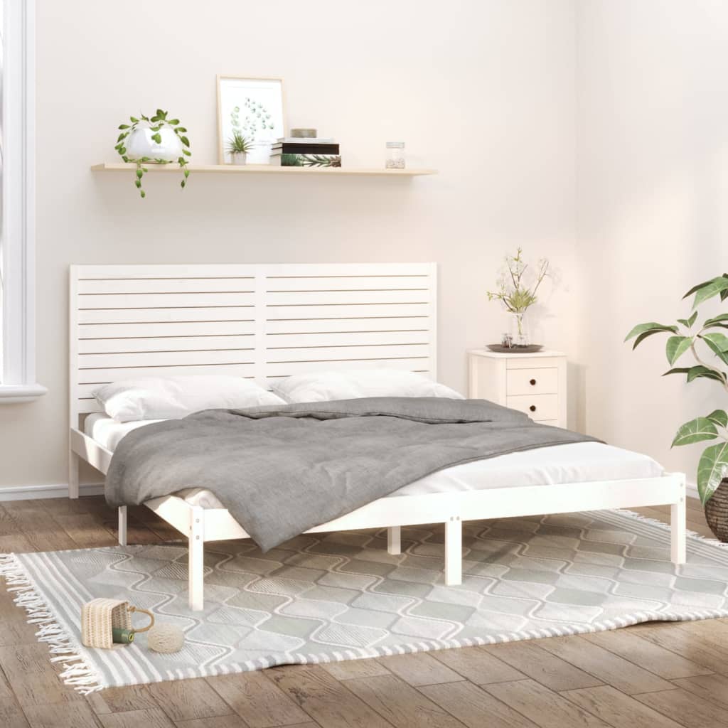sengeramme 200x200 cm massivt træ hvid